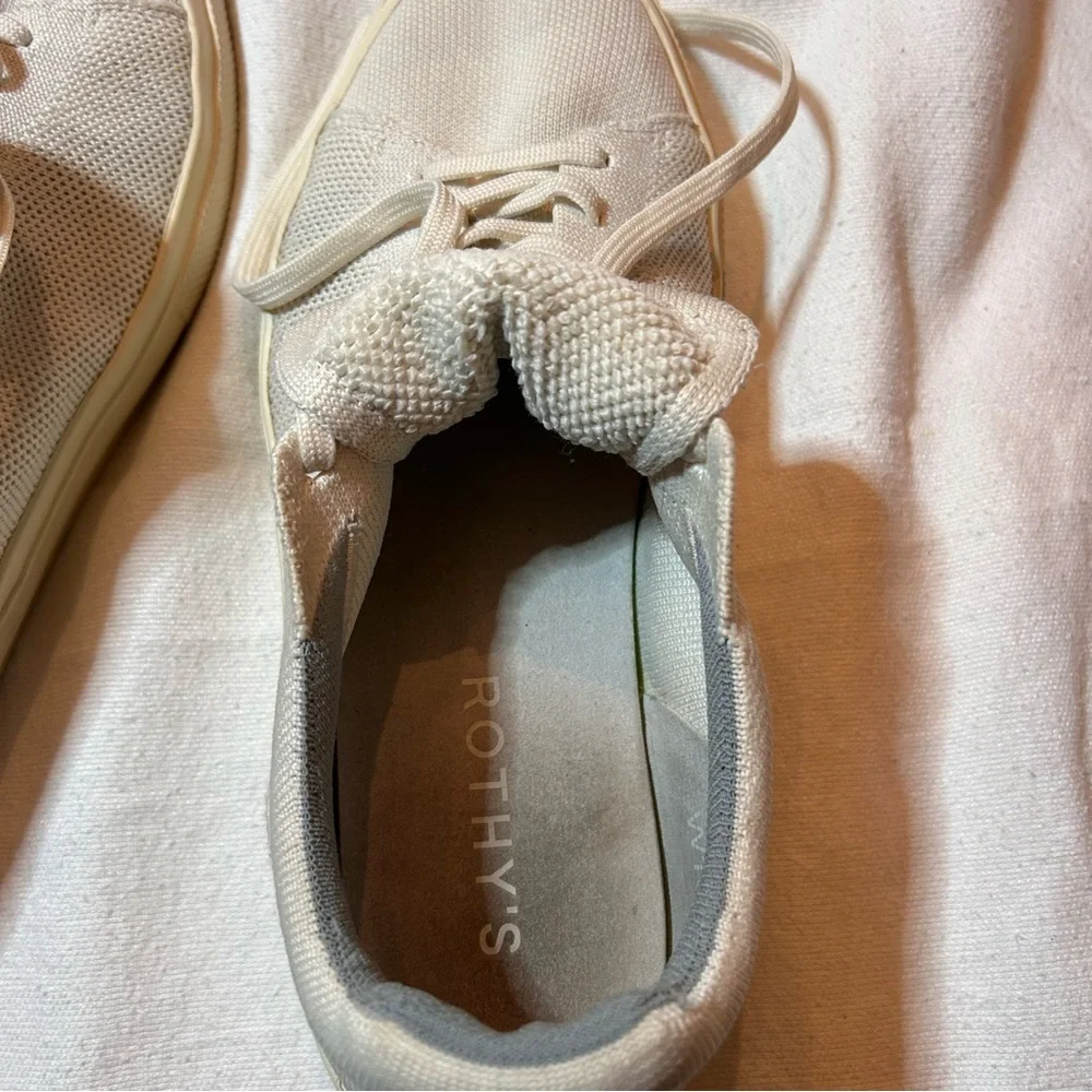 Rothy's RS02 Unisex Lace-Up Sneakers Men 9 Women 10.5 Beige Knit Mesh Comfort - Picture 8 of 8